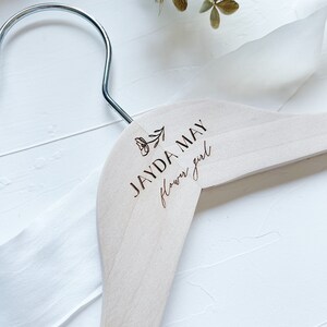 ENGRAVED Personalized Flower Girl Dress hanger. Flower Girl Wedding Gift. Ring Bearer Hanger. Wedding Party Gift. Custom Wedding Hanger. image 3