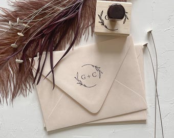 Custom Simple Round Wedding Logo Stamp.