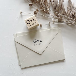 Custom Wedding Couple Initials Rubber Stamp.