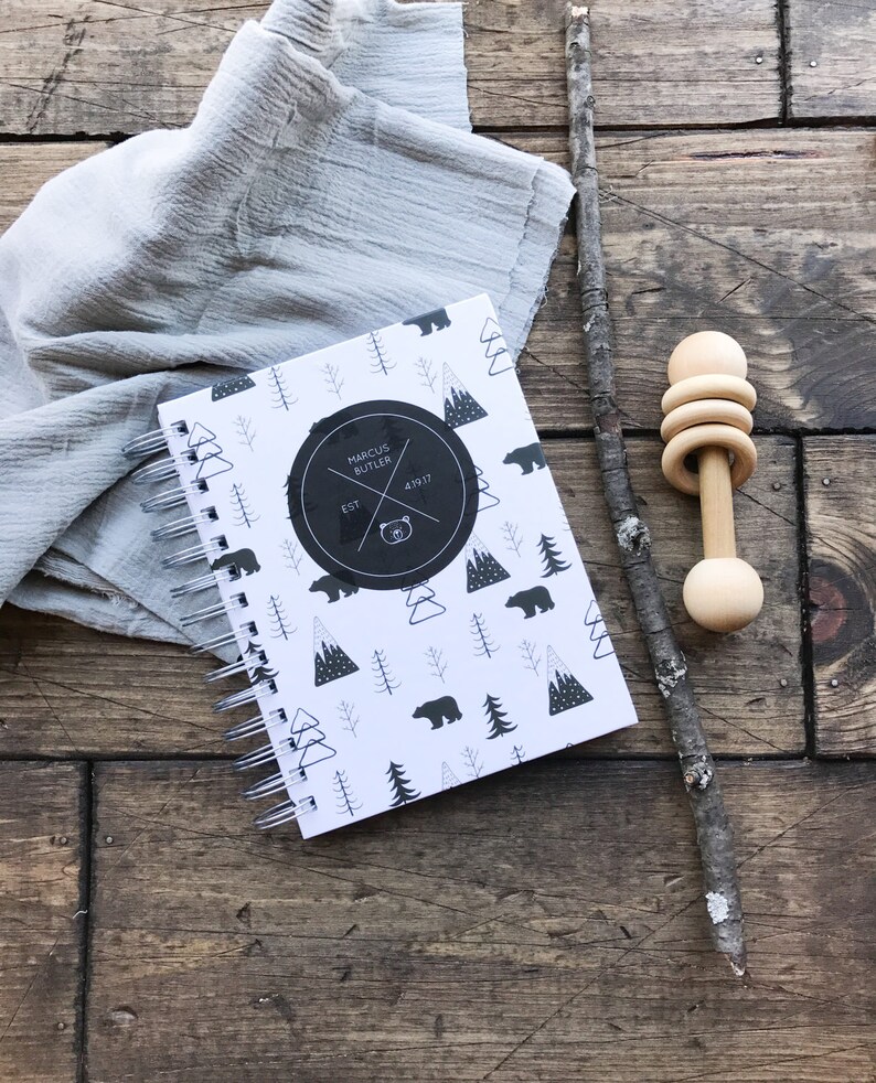 Custom Baby Shower Guestbook Woodland Bear Forest Theme Baby Etsy