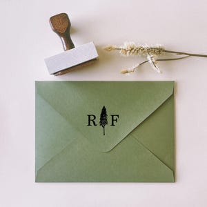 Rustic Woodland Wedding Stamp with Trees.