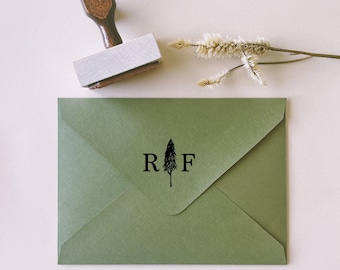 Rustic Woodland Wedding Stamp with Trees.