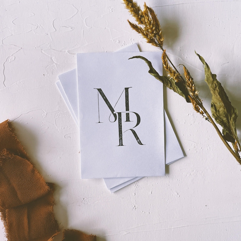 Modern Wedding Monogram Stamp for Stationery. image 2