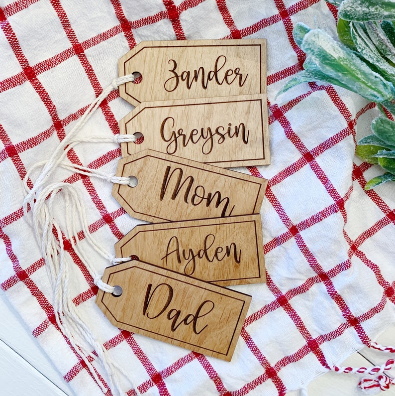 BEST SELLER ENGRAVED Christmas Stocking Name Tag. Pet Wooden Stocking Name Tags. Personalized Tags Labels. Gift Tags. Gifts for her. image 3