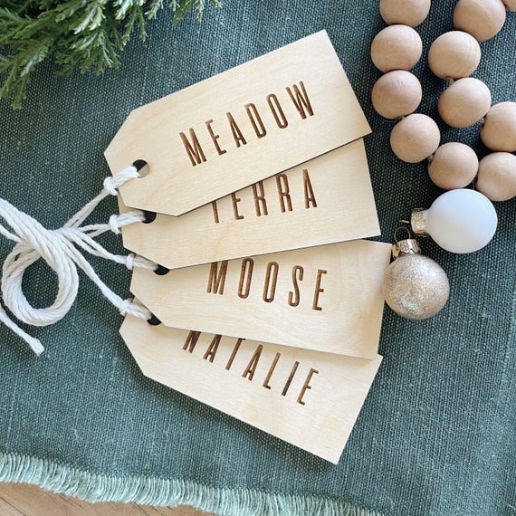 Wooden Gift Tags, Minimalist Gift Tags, Christmas Name Tags