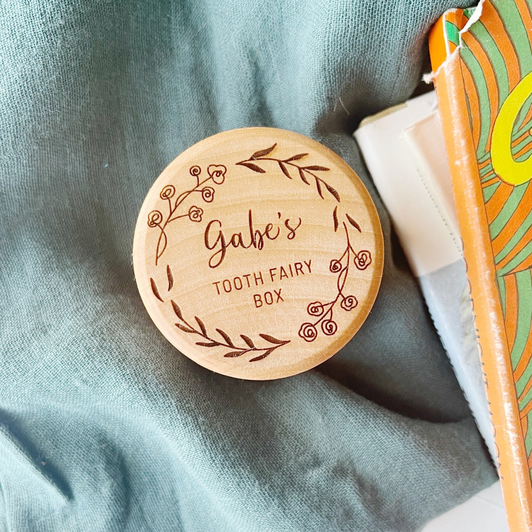 Wooden Tooth Fairy Box - Cute Keepsake And Storage Container For Baby Teeth - Kids Boys And Girls (Style 3