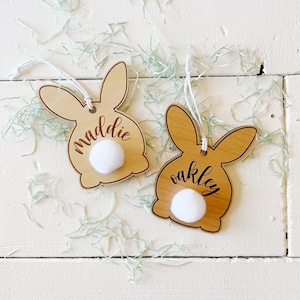Custom Easter Basket Tags. Wooden ornament. Kids Easter Bunny Basket. Easter Names. Easter Decor. Basket Tags Easter. Easter Gift. image 1