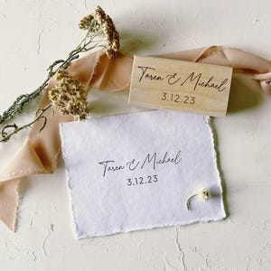 Custom Wedding Rubber Stamp with Couple Names and Date.