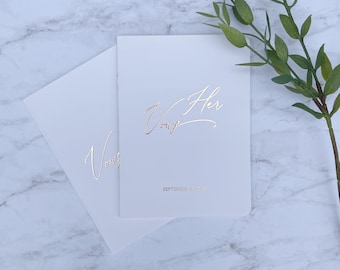 FOILED Gold Custom Wedding Vow Books. Foiled Wedding Vow booklets. Bride and Groom Vows Books. Personalized wedding vows keepsake