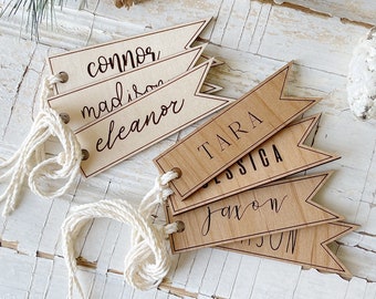 Personalized Stocking Tag, Customizable Christmas Tag, Name Tag for Stockings, Holiday Decoration Handmade Holiday Tag Rustic Stocking Tag