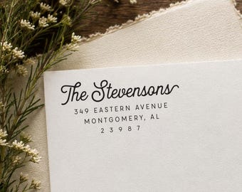 Modern Calligraphy Address Stamp, Personalized Return Address