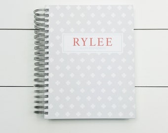 Personalized Baby Memory Book: First Year Journal, Gray Cross Design