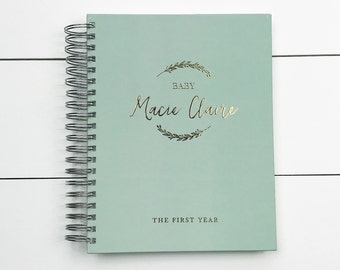 Foiled Baby Book. Personalized Baby Book. Gold Silver Rose Gold Foil Baby Shower Gift. Personalized Gift Baby Book. The First Year Book