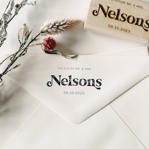 Bold Modern Custom Wedding Save The Date Stamp.