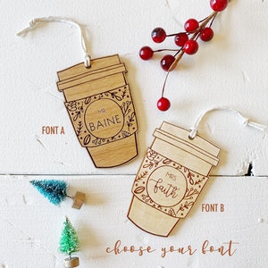 Personalized Wooden Christmas Teacher Ornament Gift. Coffee Mug Ornament. Coffee Cup Ornament. Teacher Gift Tag Ornament. Coffee Lover Gift. image 4