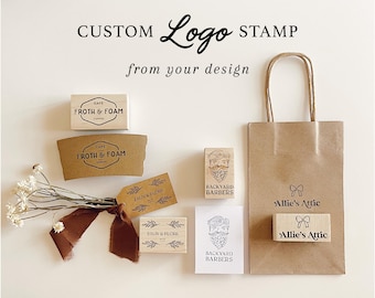 Sello de logotipo personalizado. Sello para marca. Sello comercial personalizado. Sello para cafetería. Sello para pequeña empresa. Sello para embalaje.