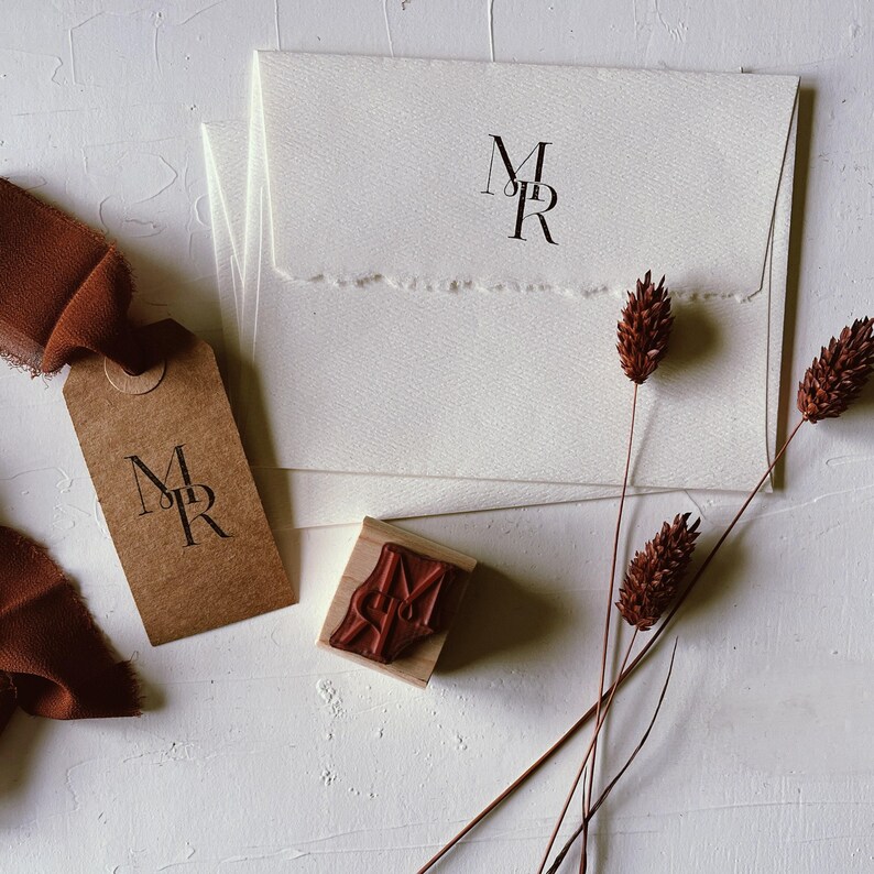Modern Wedding Monogram Stamp for Stationery. image 3
