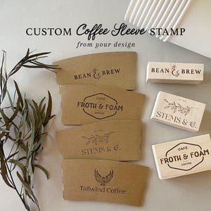 Tampon café personnalisé. Tampon pour tasses de café. Tampon logo personnalisé Coffee Shop pour tasses. Tampon gobelet à emporter. Pochette pour gobelets.