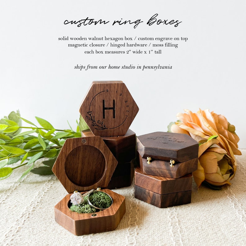 Custom Wedding Ring Box. Wedding Ceremony Ring Box. Ring Etsy