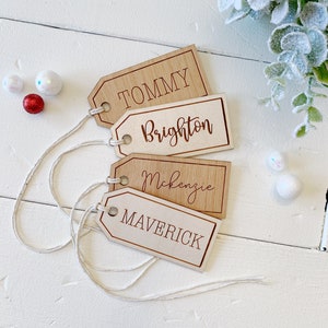 BEST SELLER ENGRAVED Christmas Stocking Name Tag. Pet Wooden Stocking Name Tags. Personalized Tags Labels. Gift Tags. Gifts for her. image 2