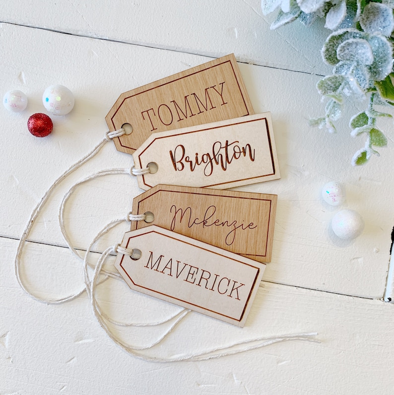 Christmas Stocking Name Tag Labels. Pet. Wooden Stocking Name | Etsy