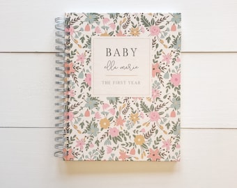 Modern Baby Book. Custom Floral The First Year Baby Book