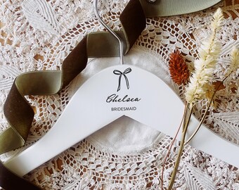 Personalized Wedding Dress Hanger With Coquette Bow.