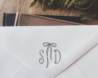 Custom Wedding Rubber Stamp with Bow.