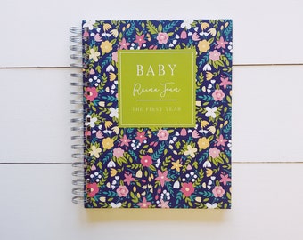 Modern Baby Book. Custom Floral The First Year Baby Book