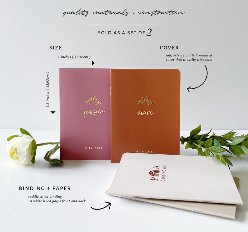 Set of 2 Custom Mountain Forest Vow Books for Wedding Vows. Rustic Wedding Vow Book Set
