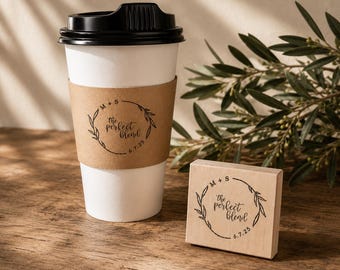 Custom Coffee Sleeve Stamp. Bridal Shower or Baby Shower Party Stamp.