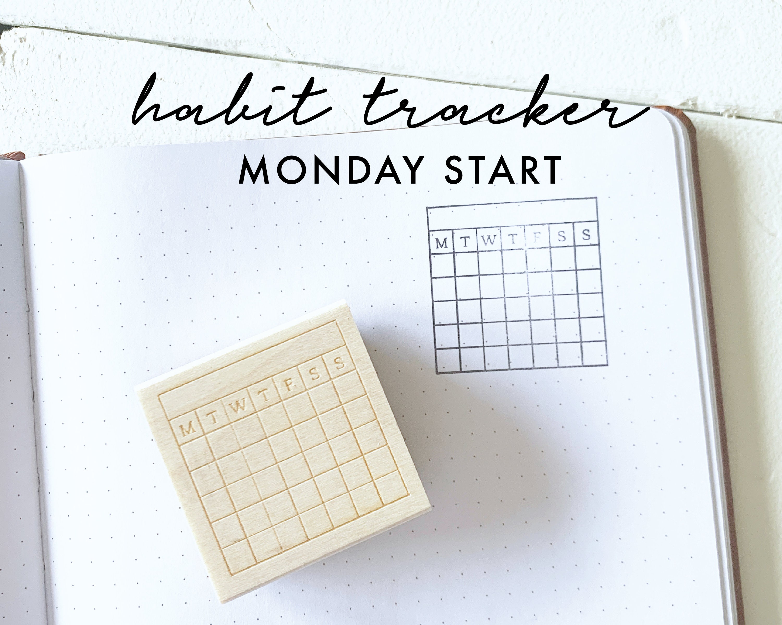 Bullet Journal Stamp. Monday Start Monthly Habit Tracker. - Etsy