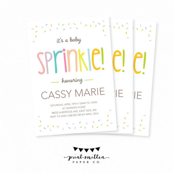 Baby Sprinkle. Shower Printable Invite. Polka Dot Gender Neutral Baby Boy Shower Baby Girl Shower Invite. First Birthday Sprinkle Party