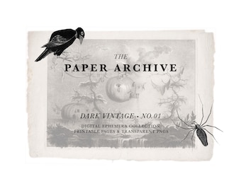 Dark Vintage Ephemera Kit | Gothic Junk Journal Printable, Macabre Fussy Cuts & Collage Pages