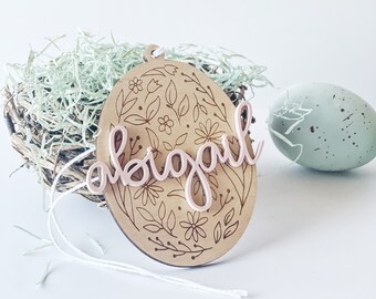 Custom Egg Shape Easter Basket Name Tag.
