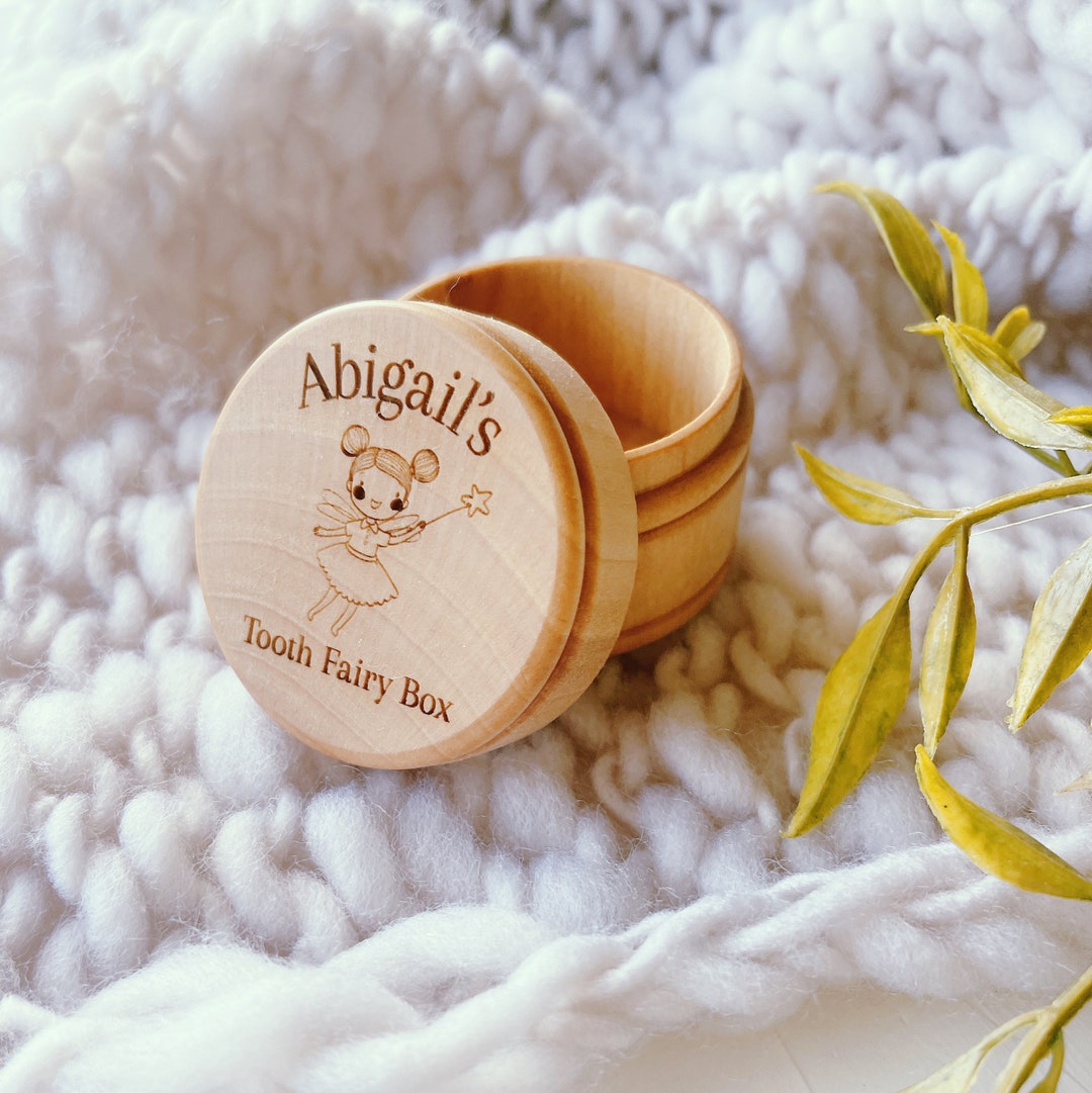 Wooden Tooth Fairy Box - Cute Keepsake And Storage Container For Baby Teeth - Kids Boys And Girls (Style 3