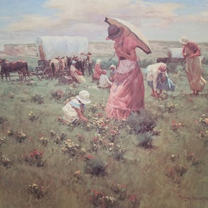 Sunday Flowers by Gary Niblett Limited Edition Print of the Old West  Wagon Train