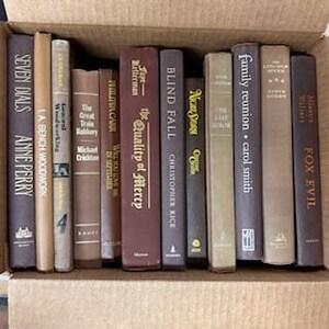 Puede incluir: Una colecci&oacute;n de 12 libros de tapa dura marrones con varios t&iacute;tulos, incluyendo "Seven Dials", "The Great Irish Railway", "The Quality of Mercy", "Blind Fall", "Family Reunion" y "Fox Evil".