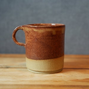 Handmade sandstone colored ceramic pottery coffee cup. image 2