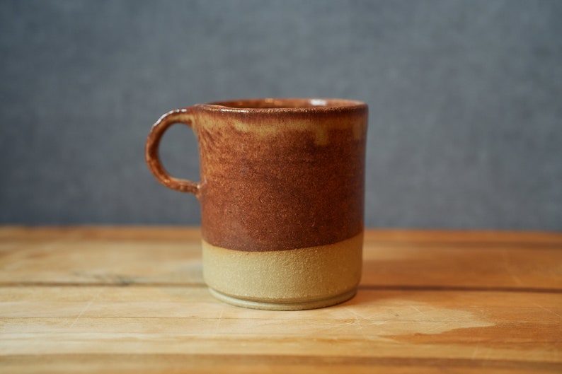 Handmade sandstone colored ceramic pottery coffee cup. image 2