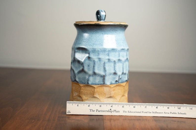 Handmade ceramic faceted jar with lid image 8