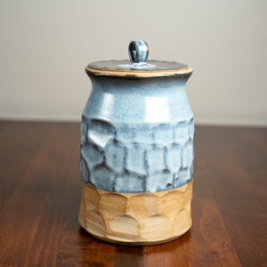 Handmade ceramic faceted jar with lid image 6