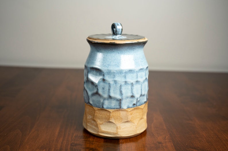 Handmade ceramic faceted jar with lid image 6