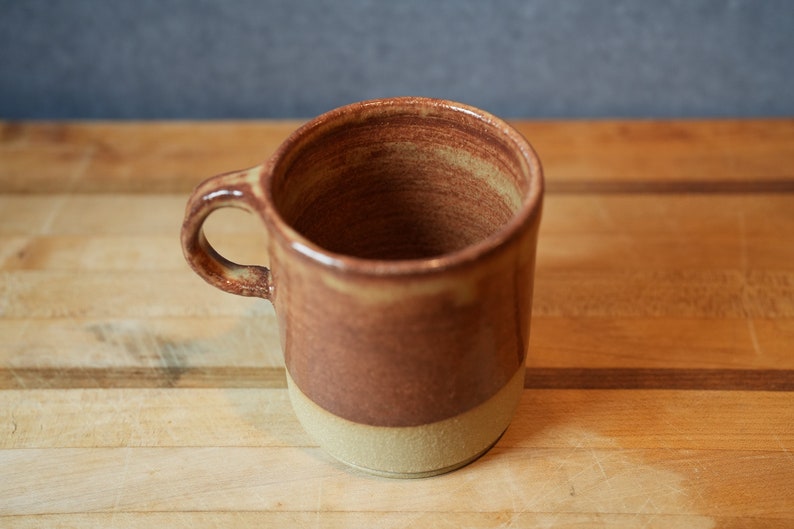 Handmade sandstone colored ceramic pottery coffee cup. image 3