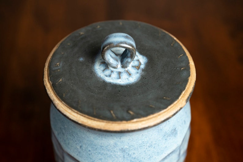 Handmade ceramic faceted jar with lid image 3