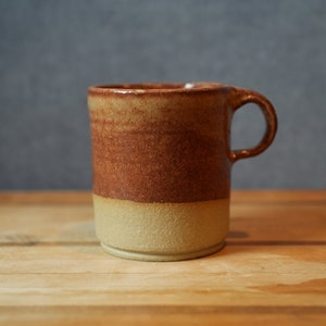 Handmade sandstone colored ceramic pottery coffee cup. image 1