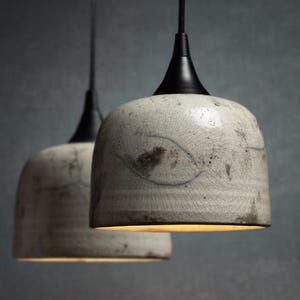 White Raku Crackle Ceramic Pendant Light: Unique Kitchen Island Lighting, Flush Mount Ceiling Light, Japandi Pendant Light