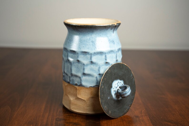 Handmade ceramic faceted jar with lid image 5