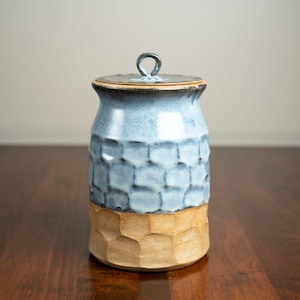 Handmade ceramic faceted jar with lid image 1