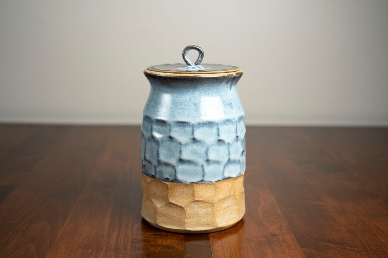 Handmade ceramic faceted jar with lid image 1